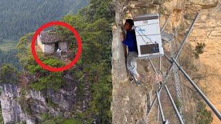 People living on the cliff | Dangerous cliff road | Rural life in China