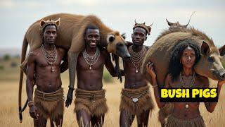 WILD Bush Pigs Hunting Adventure with Ancient Hadzabe Tribe!