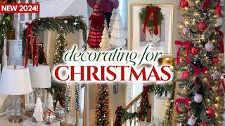 CHRISTMAS DECORATE WITH ME 2024 | TRADITIONAL CHRISTMAS DECOR  + CHRISTMAS TREE DECORATING IDEAS