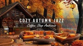 Stress Relief with Jazz Ballads Instrumental MusicOutdoor Cafe Shop of Falling Autumn Leaves