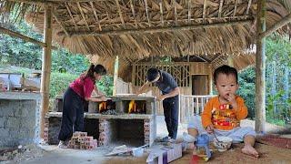 giang nga and Phong's process of completing the wood stove - the kitchen has become beautiful.