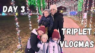 Triplets first time walking through Christmas Lights! Vlogmas Day 3!