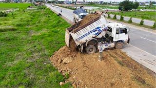 Full Project Start To End Landfilling Next To RingRoad By Mini MITSUBISHI DOZER Process 5t Trucks