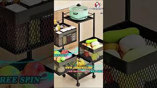 3/4/5 Layer Rotating Storage Rack Trolley for Kitchen 