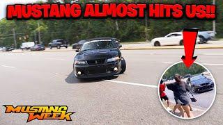 COMPLETE CHAOS AT MUSTANG WEEK 2023 (MUSTANG ALMOST HITS ME!) Burnouts, Cops & Full Sends!