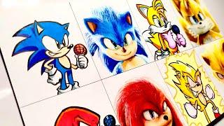 Drawing FNF Sonic Mod VS Sonic The Hedgehog Movie (Sonic, Tails, Knuckles, And Super Sonic)