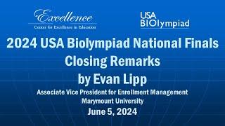 Remarks by Evan Lipp at the Closing Convocation of the 2024 USA Biolympiad National Finals