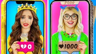 ESTUDIANTE RICO IMPOPULAR VS POPULAR POBRE | Chica Afortunada VS Desafortunada por RATATA BOOM