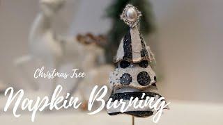 Christmas Tree Makeover. Napkin Burning Technique