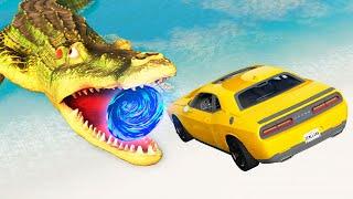 Car VS Portal Trap To Another Universe From Alligator | BeamNG Drive | BimTestCrash