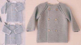 Haroşalı Bebek Hırkası - Knitted Baby Cardigan -Kolay Örgü Bebek Hırkası-Easy Knit Baby Cardigan