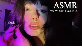  asmr plucking the bad vibes away w/ mouth sounds | breathy whispers, tweezer sounds, chaotic