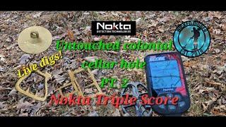 PT. 2 Colonial Virgin Cellar Hole with the Nokta Triple Score! Live Digs! 300 year old relics!