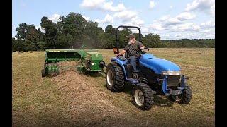 Baling Hay With a Compact Tractor.  Can The New Holland TC33D Handle The John Deere 328 Baler