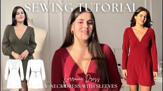 Create Your Dream Dress: How to Sew a V-Neck Dress with Sleeves | Easy DIY Bias Cut Sewing Tutorial