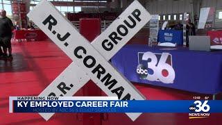 Jane visits the KY Employed Career Fair hosted by ABC 36 and Elliot Services at the RJ Corman hanger