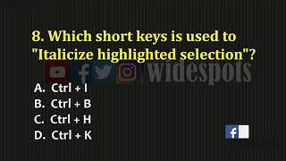 Computer & MS Office Short Keys most repeated MCQs || Part 3