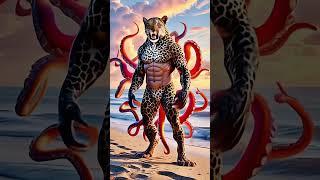 Animal fusion, leopard and rabbit hybrid with octopus. #shorts #hybrids #animals #leopard