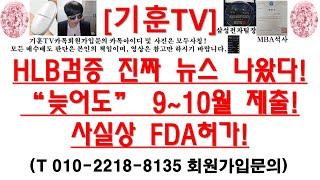 [주식투자]HLB(HLB검증 진짜 뉴스 나왔다!“늦어도” 9~10월 제출!사실상 FDA허가!)