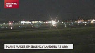 Plane makes an emergency landing at Gerald R. Ford International Airport