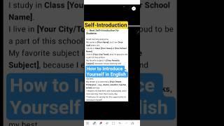 Best Self Introduction for Students | How to Introduce Yourself in English | School Speech Example