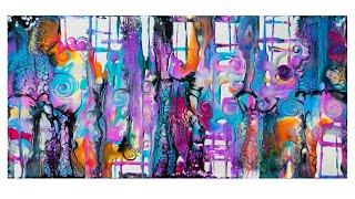 #9253 Geometric with Spirals Contemporary Fluid Art 4.08.2023intuitive art