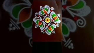 very easy lotus flower rangoli kolam design  small muggulu #shorts #trending #kolam #rangoli