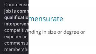 commensurate meaning sentence and pronunciation