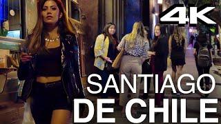 Santiago De Chile. 4K Walk  Night Tour