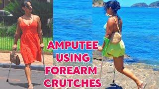 Amputee lady adaptive crutches user life | using forearm crutches