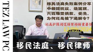 移民法庭失败案例分享 I 中领馆抗议 I 烧国旗 I 六四雕塑公园捐款 I BIA上诉的理由？I BIA为何很难赢回来？I 政治异议 I 五星红旗 I 中国领事馆 I 民运 I 六四公园 I