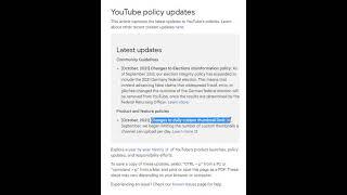 YouTube policy update | Changes to daily custom thumbnail limit | October 2021