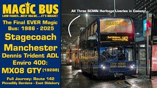 (The FINAL Magic Bus: 1986 - 2025) Stagecoach Manchester Dennis Trident ADL Enviro 400: MX08 GTY