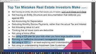 Real Estate Investor Tax Issues with Frank A   REITaxCPA   January 2021 - 2 of 7