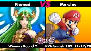 RVA Smash 109: Nomad (Palutena) vs Marshio (Mario) | Winners Round 2 | 40 Entrants | SSBU