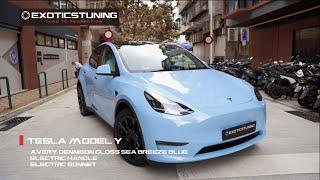 Tesla Model Y Avery Gloss Sea Breeze Blue Wrap & Electric Handle & Bonnet