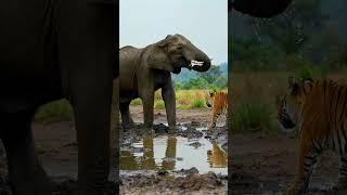 Tiger vs Elephant  Wild Clash of Giants  #wildlifeshorts
