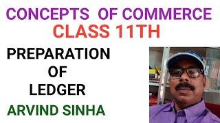 CONCEPTS OF COMMERCE, CLASS -11th, PREPARATION OF LEDGER, ARVIND SINHA