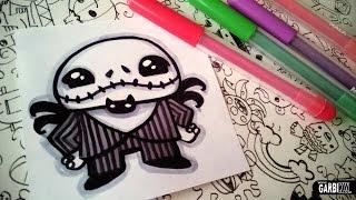 Halloween Drawings - How To Draw Cute Jack Skellington by Garbi KW