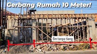 Carport Rumah Lebar 10 Meter! Cor Balok Bentang 6 Meter! Batu Alam Andesit 10x10!