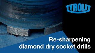 Re-sharpening of diamond dry socket core drills