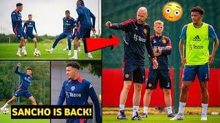  Jadon Sancho has returned to training with Man United under Erik ten Hag 