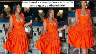 HOW TO SEW A TRENDY BUSTIER BLOUSE WITH A RUFFLE SLEEVE AND A GATHERED GYPSY SKIRT#how #video