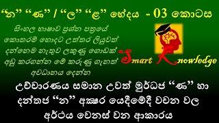 මුර්ධජ “ණ” හා දන්තජ “න”  අක්‍ෂර යෙදීමේදී වචන වල අර්ථය | Sinhala Grammar 03