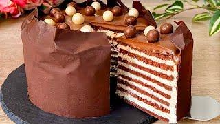 Schokoladen-Sahne-Torte, die auf der Zunge zergeht!  Bäckt in 5 Minuten! Einfach und schnell!
