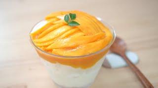 Korean Dessert Cafe :: How to make popular mango shaved ice in Korea / Recipe