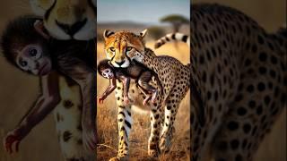 Leopard attacks poor baby monkey #monkey #animals #shortsfeed  #wildlife #emotional #leopard #ai