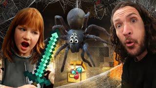 SECRET FORT in a SPiDER CAVE ️ Adley & Dad build a hidden Minecraft Club House with a SPA inside