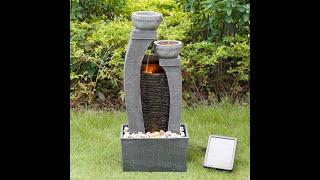 Peaktop by Teamson Home Garden & Outdoor Solar Powered Water Feature with Lights