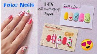 How To Make Fake Nails At Home From Paper | DIY Homemade Fake Nails without glue | Paper Crafts